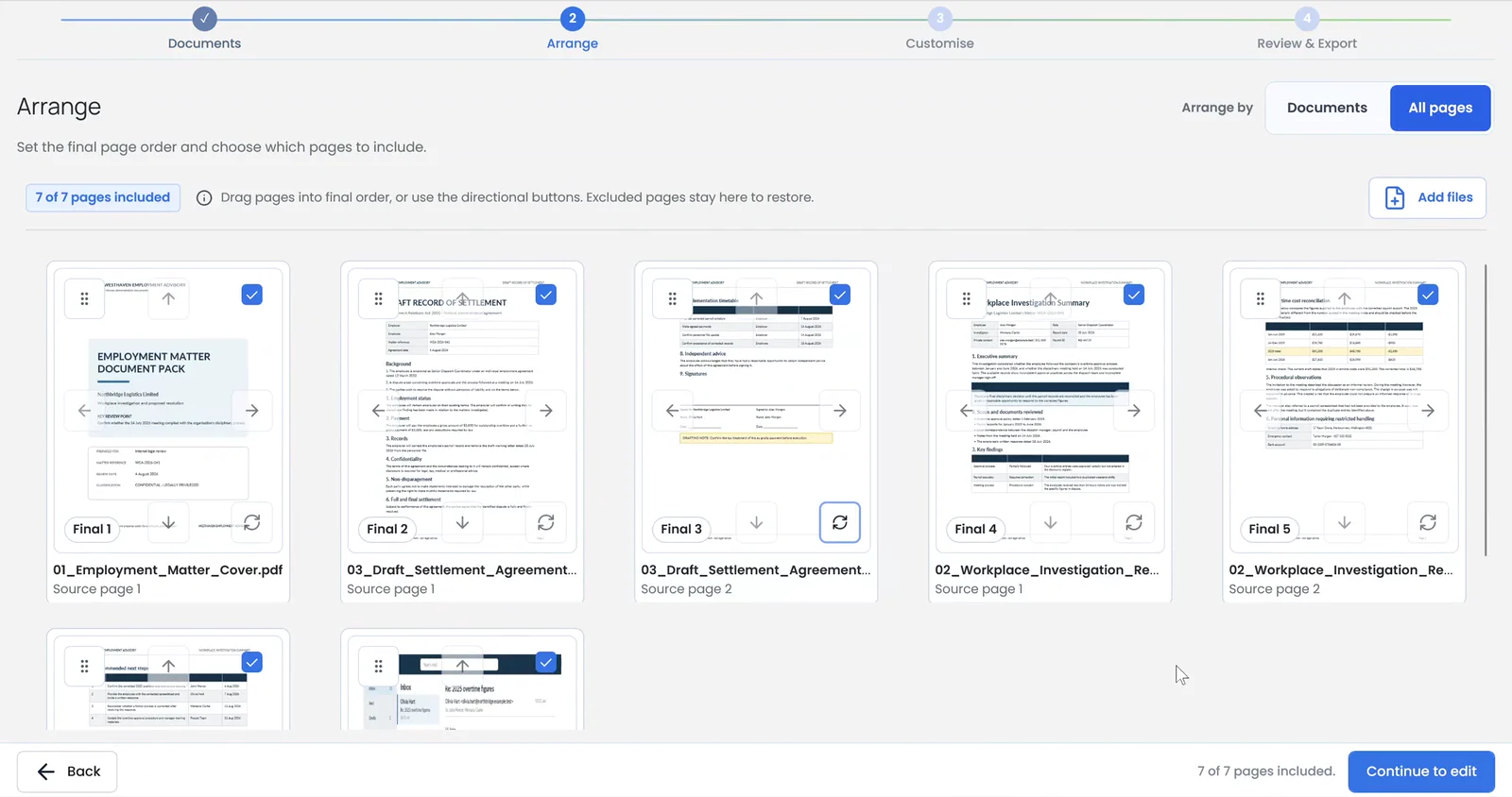 Close-up of the cover and agreement pages arranged in their final order.
